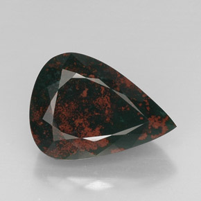 Pedra de sangue verde natural 15,66ct, formato de pêra, opaco