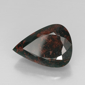 Pedra de sangue verde natural 15,66ct, formato de pêra, opaco