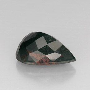 Pedra de sangue verde natural 15,66ct, formato de pêra, opaco