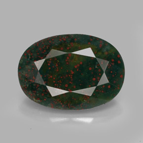 Pedra de Sangue verde manchado Natural 6.11ct, Corte Oval, Opaco
