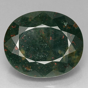 Pedra de sangue verde natural 24,04ct, corte oval, opaco