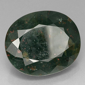 Pedra de sangue verde natural 24,04ct, corte oval, opaco