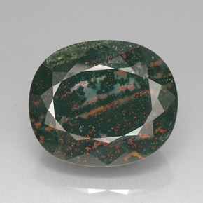 Pedra de sangue verde natural 76,20ct, corte oval, opaco
