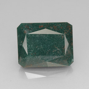 Pedra de Sangue verde manchado Natural 22.40ct, Corte Esmeralda, Opaco