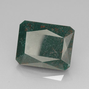 Pedra de Sangue verde manchado Natural 22.40ct, Corte Esmeralda, Opaco