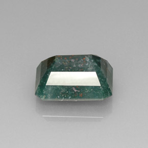 Pedra de sangue verde natural 8,62ct, corte esmeralda, opaco