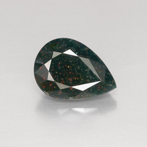 Pedra de sangue verde natural 6,96ct, formato de pêra, opaco