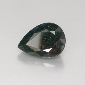 Pedra de sangue verde natural 6,96ct, formato de pêra, opaco