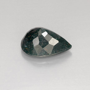 Pedra de sangue verde natural 6,96ct, formato de pêra, opaco