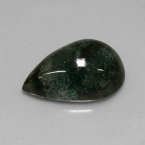 Pedra de sangue verde natural 2,71ct, formato de pêra, opaco