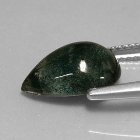 Pedra de sangue verde natural 2,71ct, formato de pêra, opaco