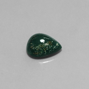 Pedra de sangue verde natural 2,88ct, formato de pêra, opaco