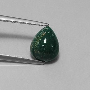 Pedra de sangue verde natural 2,88ct, formato de pêra, opaco