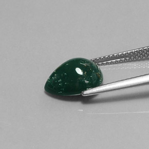 Pedra de sangue verde natural 2,88ct, formato de pêra, opaco