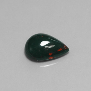 Pedra de sangue verde natural 6,05ct, formato de pêra, opaco