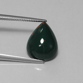 Pedra de sangue verde natural 6,05ct, formato de pêra, opaco
