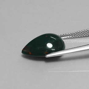 Pedra de sangue verde natural 6,05ct, formato de pêra, opaco