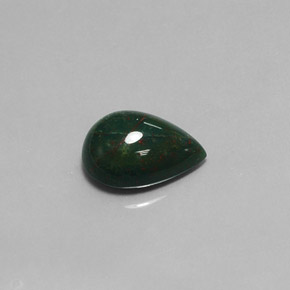 Pedra de sangue verde natural 5,86ct, formato de pêra, opaco
