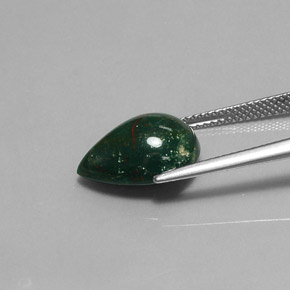 Pedra de sangue verde natural 5,86ct, formato de pêra, opaco