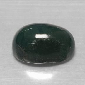 Pedra de sangue verde natural 7,81ct, corte oval, opaco