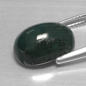 Pedra de sangue verde natural 7,81ct, corte oval, opaco