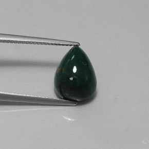 Pedra de sangue verde natural 4,59ct, formato de pêra, opaco