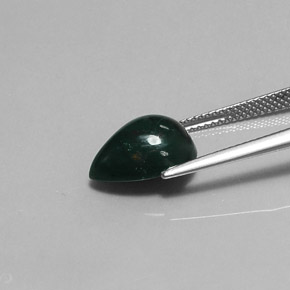 Pedra de sangue verde natural 4,59ct, formato de pêra, opaco