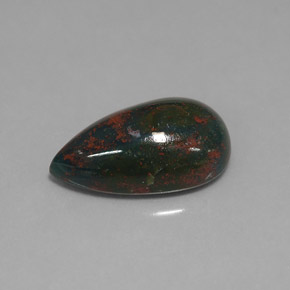 Pedra de sangue verde natural 5,89ct, formato de pêra, opaco