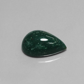 Pedra de sangue verde natural 9,87ct, formato de pêra, opaco