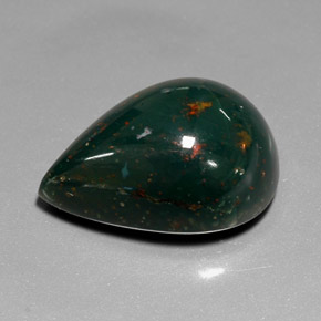 Pedra de Sangue verde manchado Natural 10.26ct, Formato de pêra, Opaco