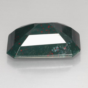 Pedra de Sangue verde manchado Natural 34.37ct, Corte Esmeralda, Opaco