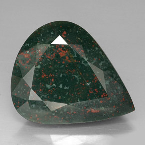 Pedra de sangue verde natural 39,03ct, formato de pêra, opaco