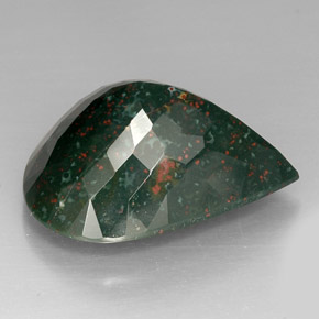 Pedra de sangue verde natural 39,03ct, formato de pêra, opaco