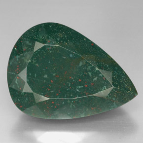 Pedra de sangue verde natural 63,66ct, formato de pêra, opaco