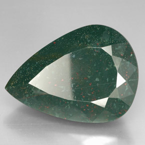 Pedra de sangue verde natural 63,66ct, formato de pêra, opaco