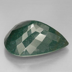Pedra de sangue verde natural 63,66ct, formato de pêra, opaco