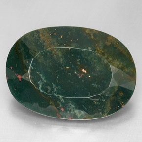 Pedra de sangue verde natural 67,31ct, corte oval, opaco