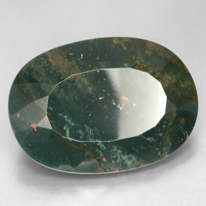 Pedra de sangue verde natural 67,31ct, corte oval, opaco