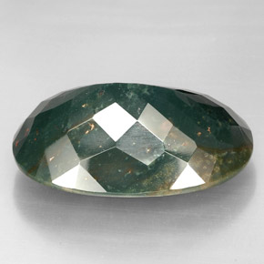 Pedra de sangue verde natural 67,31ct, corte oval, opaco