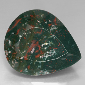 Pedra de sangue verde natural 74,01ct, formato de pêra, opaco