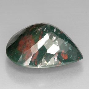 Pedra de sangue verde natural 74,01ct, formato de pêra, opaco