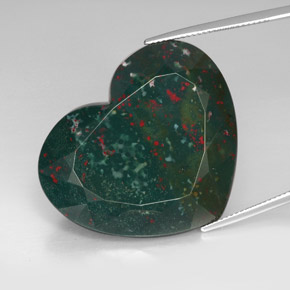 Pedra de sangue verde natural 86,15ct, formato de coração, opaco