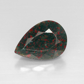 Pedra de sangue verde natural 4,83ct, formato de pêra, opaco