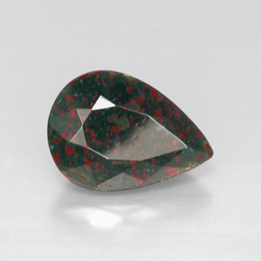 Pedra de sangue verde natural 4,83ct, formato de pêra, opaco