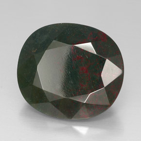 Pedra de sangue verde natural 30,29ct, almofada cortada, opaco