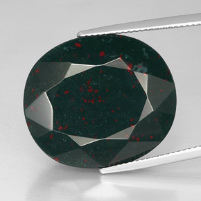 Pedra de sangue verde manchado natural 30,31ct, corte oval, opaco