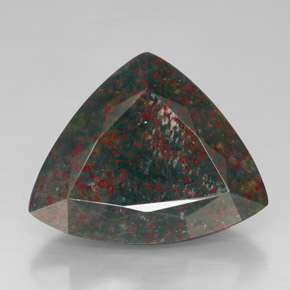 Pedra de Sangue verde manchado Natural 31.69ct, Trilhão, Opaco