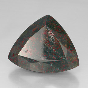 Pedra de Sangue verde manchado Natural 31.69ct, Trilhão, Opaco