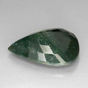 Pedra de sangue verde natural 39,39ct, formato de pêra, opaco