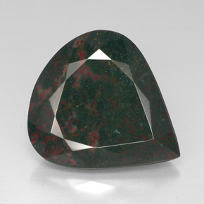 Pedra de sangue verde natural 48,41ct, formato de pêra, opaco